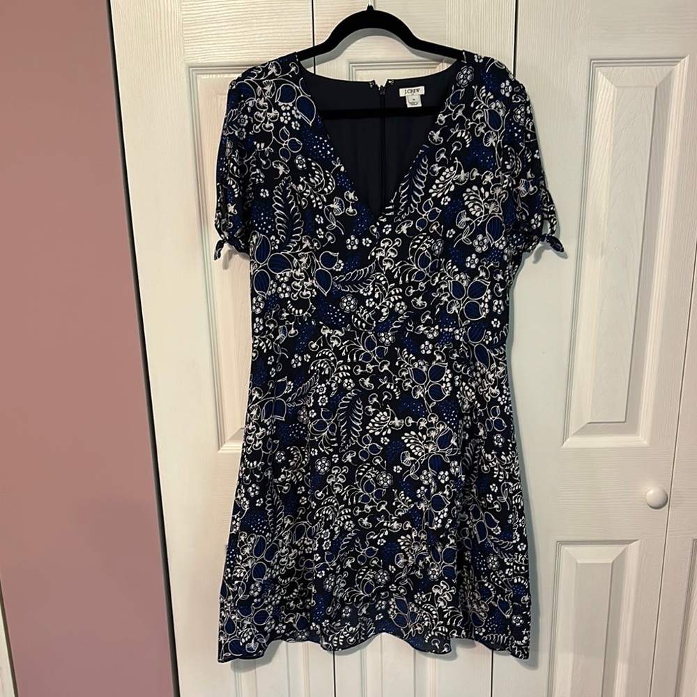 J. Crew Navy and White Floral Dress
